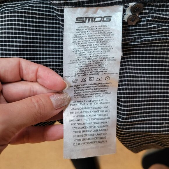 SMOG Men's Button Down Check 100% Cotton Shirt - Size Large - Picture 8 of 11